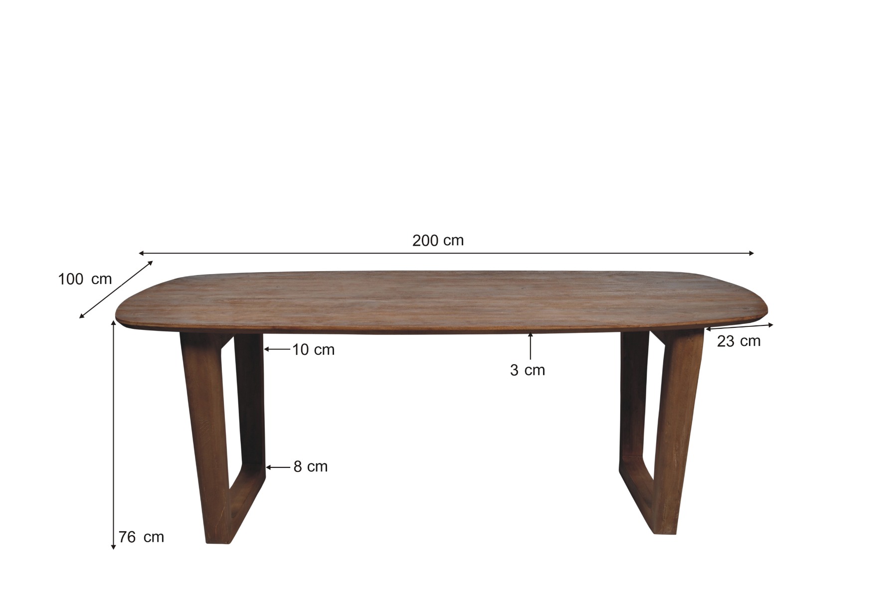 Esstisch Cortez 200 x 100 cm Mangoholz braun