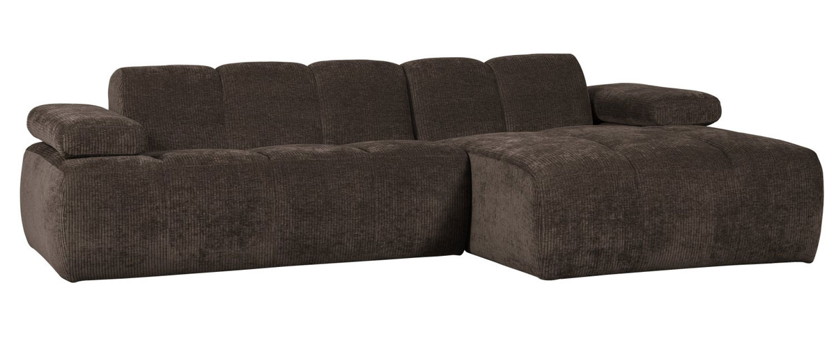 woood Chaiselongue Sofa MOJO rechts gerippter Stoff braun
