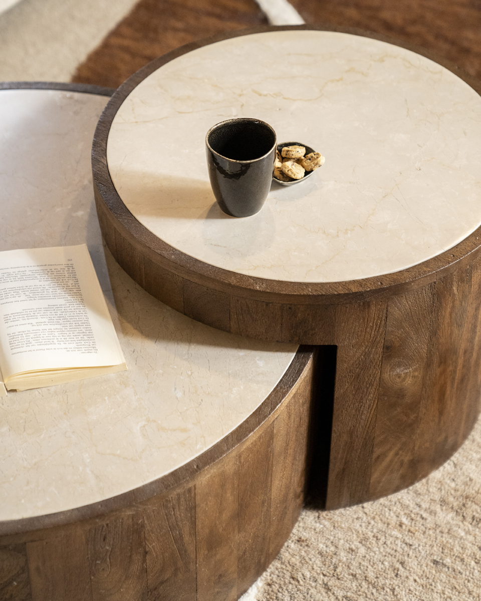 Couchtisch Mailand 2´er Set rund Marmor