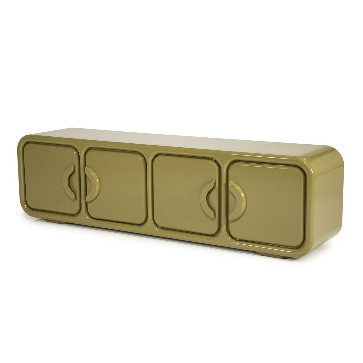 TV Möbel Lowboard Gubby 176 cm mit 4 Türen MDF High Gloss grün