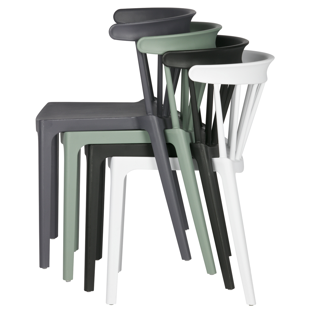 woood 2er Set Gartenstuhl Kunststoff stapelbar BLISS schwarz