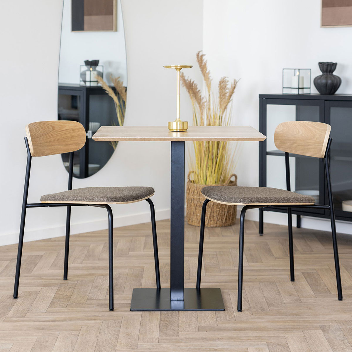 2er Set Esstischstuhl Florenz Stoff braun stapelbar Dinnerstuhl Esszimmerstuhl