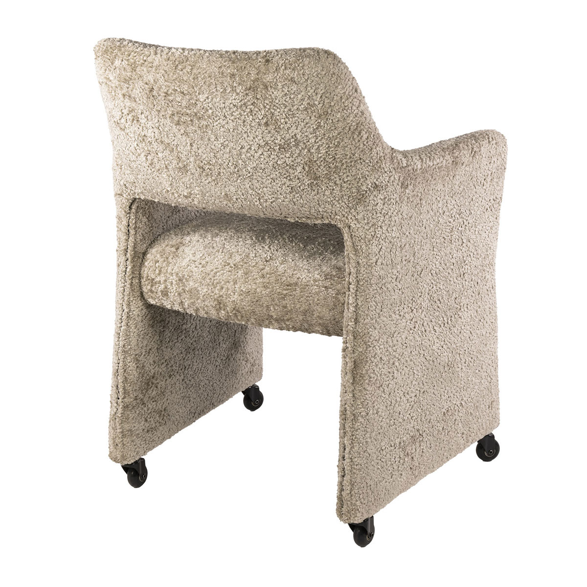 2er Set Armlehnstuhl LUNA Lux auf Rollen Savelle Stoff sandfarben