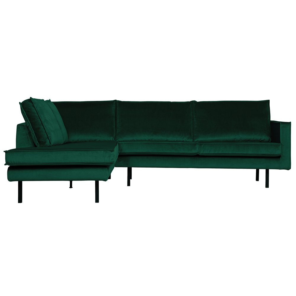 Eckgarnitur Rodeo Samt waldgrün Couch Sofa Ecksofa Longchair links