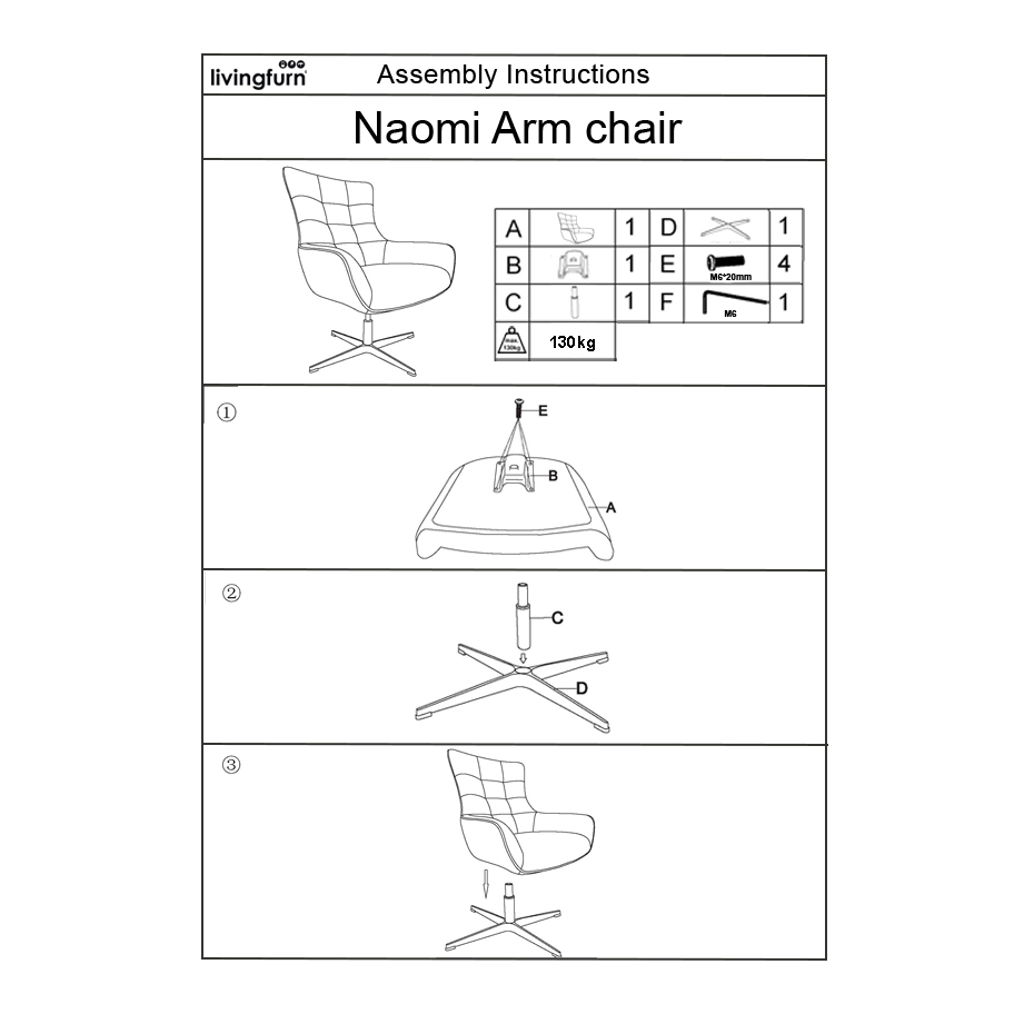 Sessel Naomi mit Armlehnen Drehsessel Stoff weiß Relaxsessel Fernsehsessel
