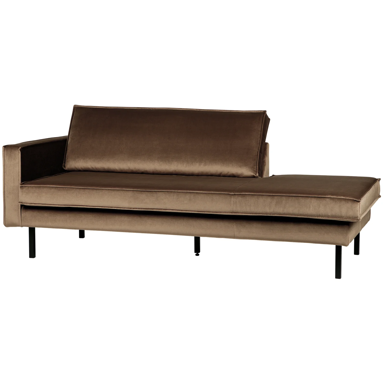 Sofa Chaiselongue RODEO Recamiere Samt taupe links Tagesbett