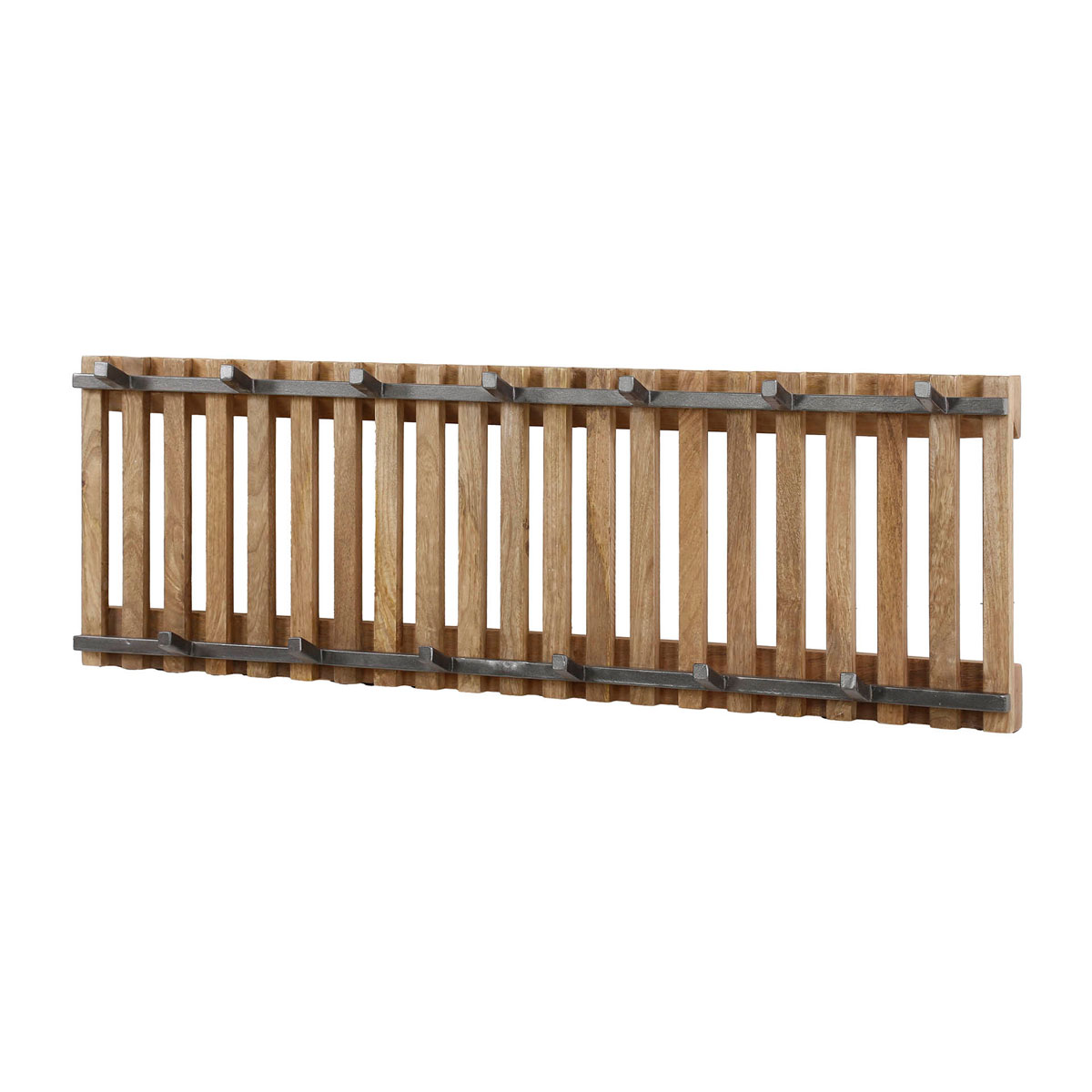 Wandgarderobe Strong B 100 cm 13 Haken Mango Massivholz Metall