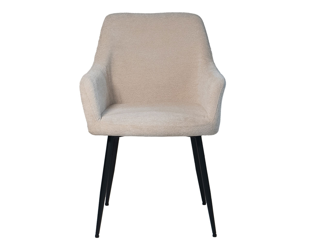 Esszimmerstuhl Stuhl Maribell mit Armlehne Metall Bezug beige