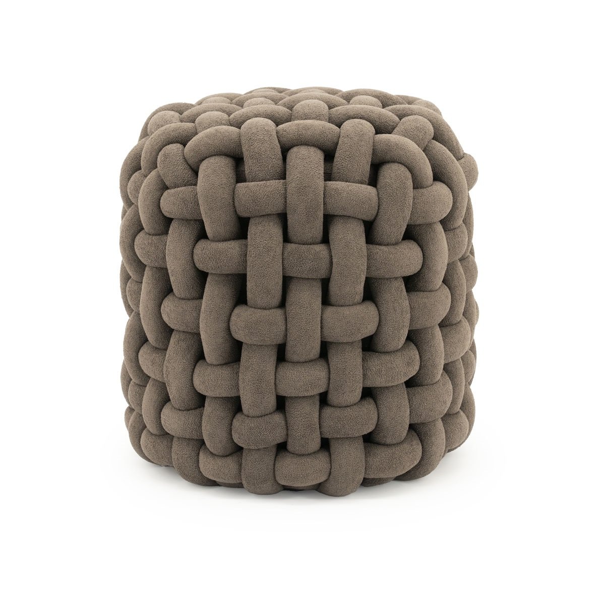 Pouf Poofie Ø 44 cm Wolle braun Hocker Sitzhocker