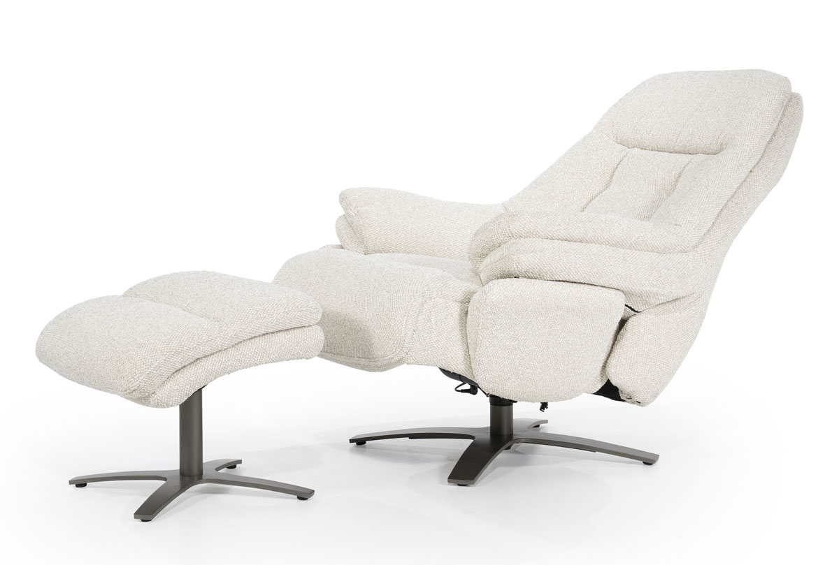Relaxsessel Caleb elektrisch verstellb. mit Hocker Stoff beige