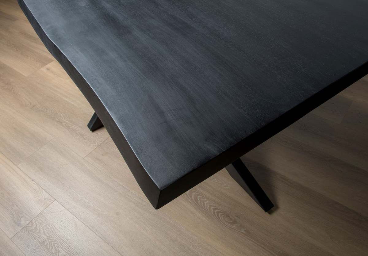 Esstisch Baumstamm Spider 220 x 100 cm Mangoholz schwarz