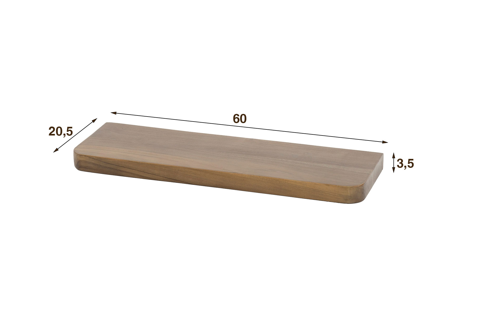 Wandregal Soul 60 cm Akazie Massivholz braun Regal