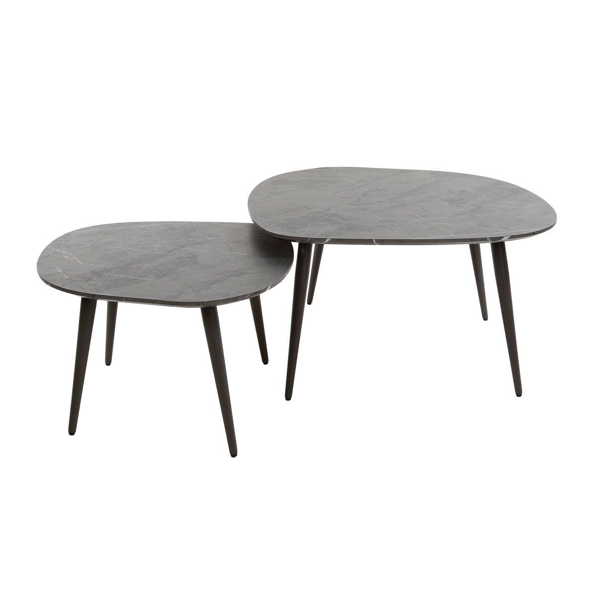 2er Set Couchtisch Hill organisch Melaminbeschichtung Keramikoptik