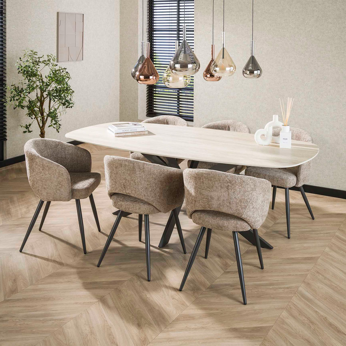 2er SetArmlehnstuhl Polsterstuhl Saloon Tissee sandfarben
