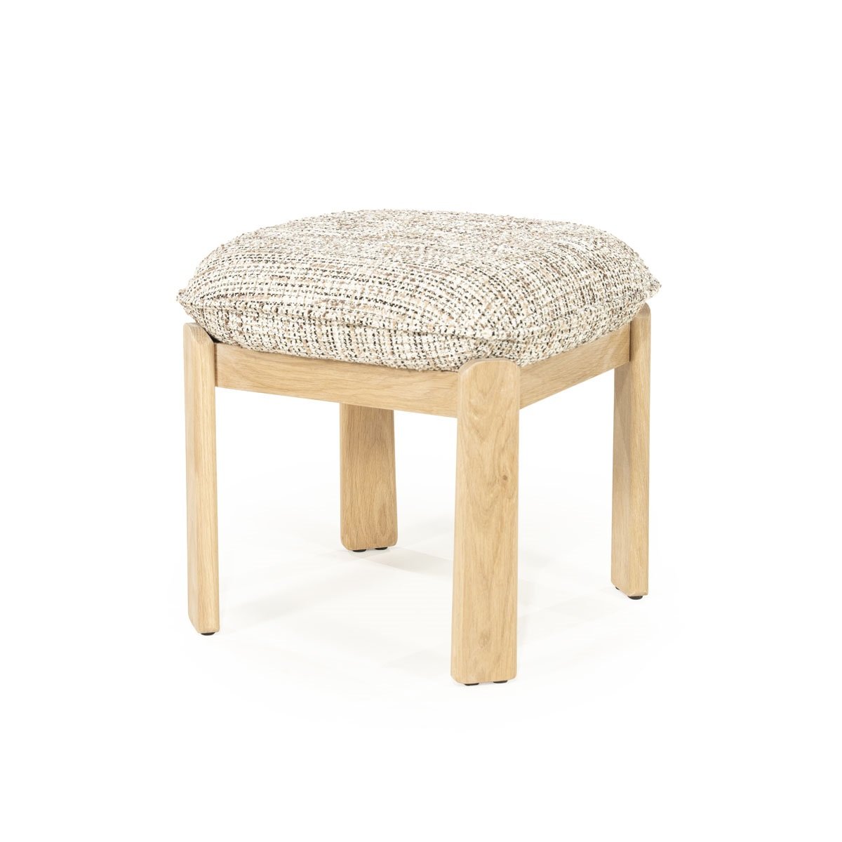 Sitzhocker Hocker Lottie 48 x 48 cm Eiche Massivholz Bezug Nori taupe