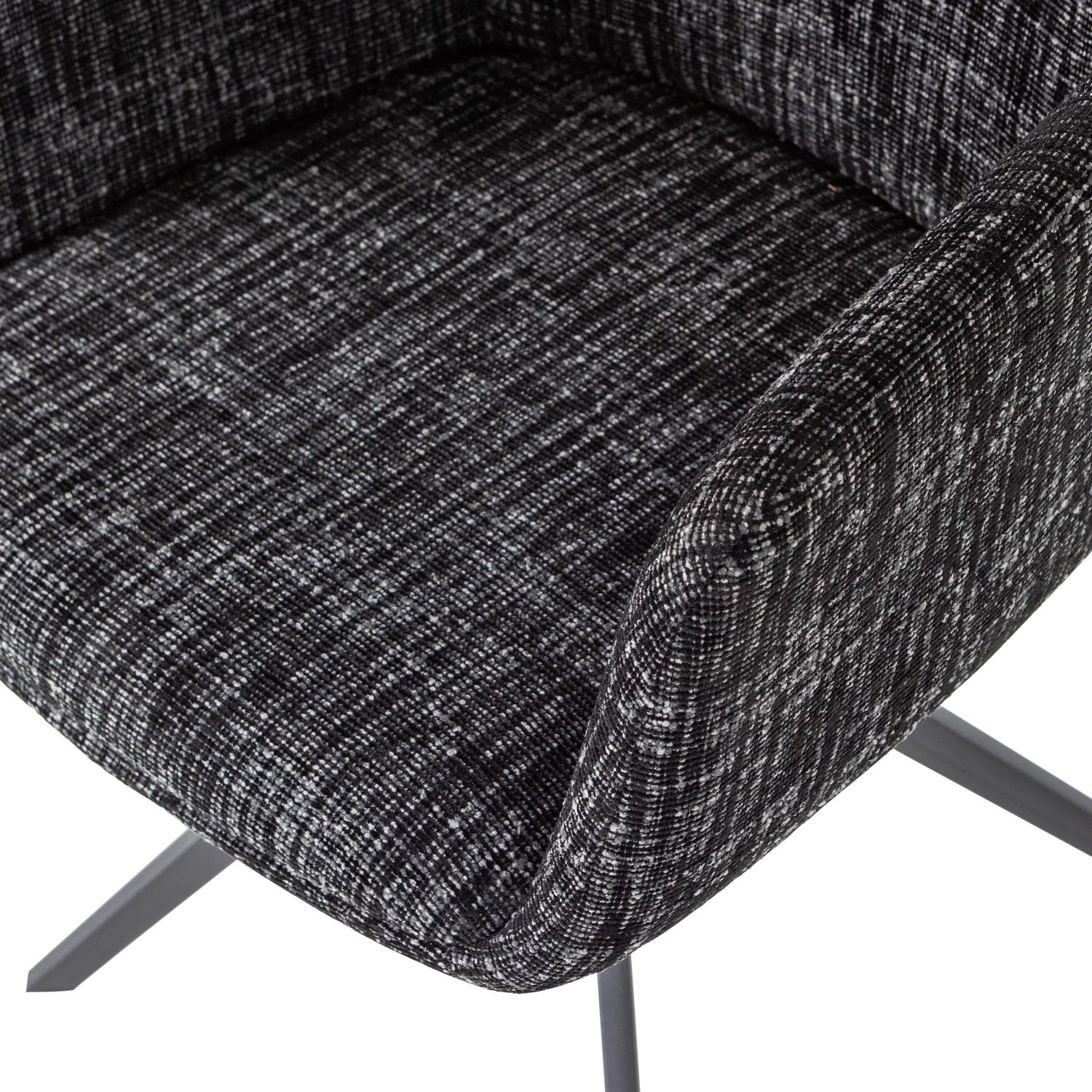 Armlehnstuhl GRANT drehbar Melange Stoff schwarz Drehstuhl