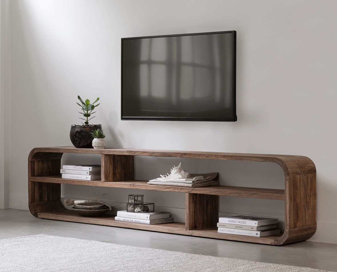 TV Möbel Lowboard CORSO 220 cm rusticales Teakholz