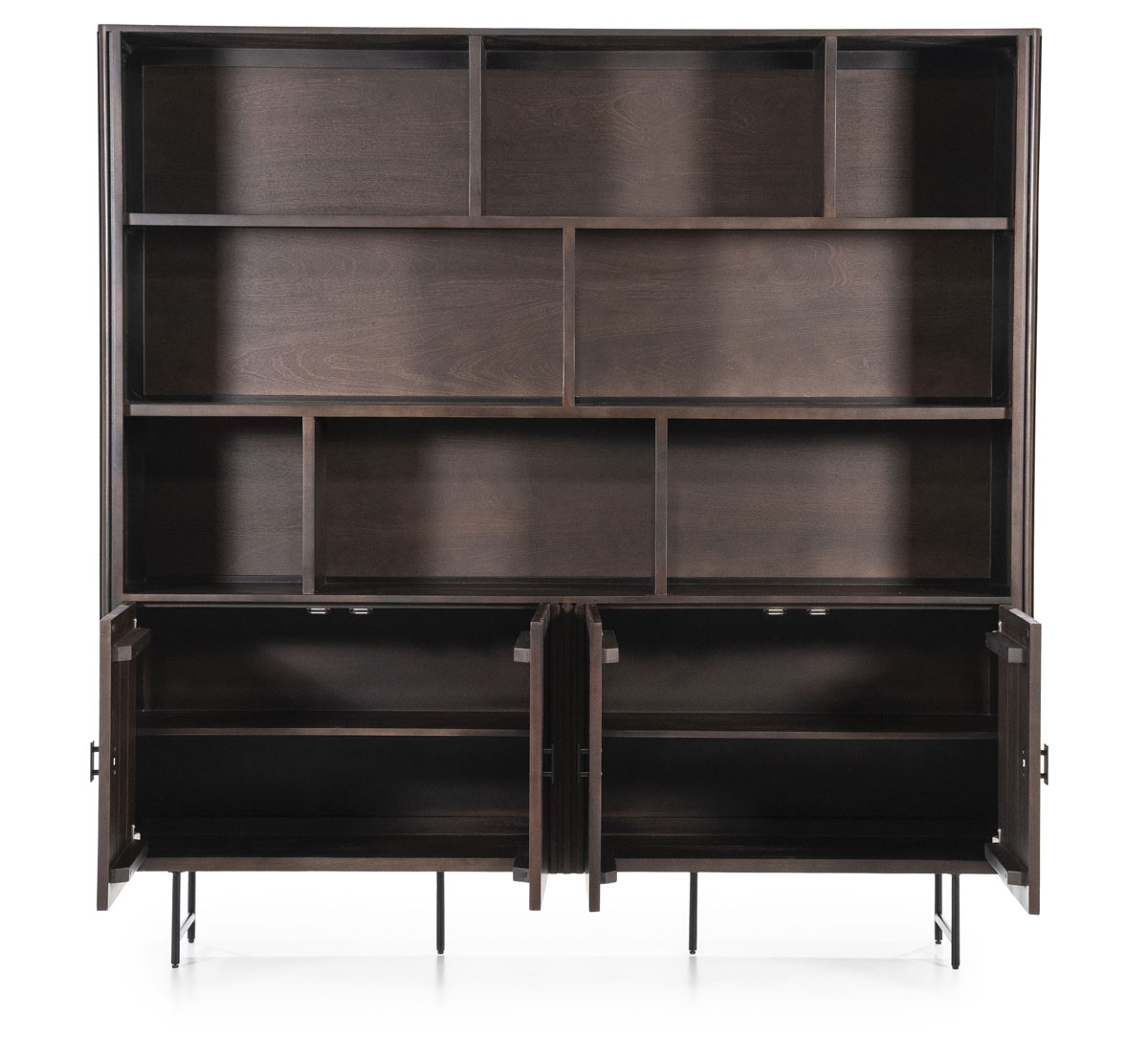Bücherschrank Schrank Remi 4-türig Mangoholz braun