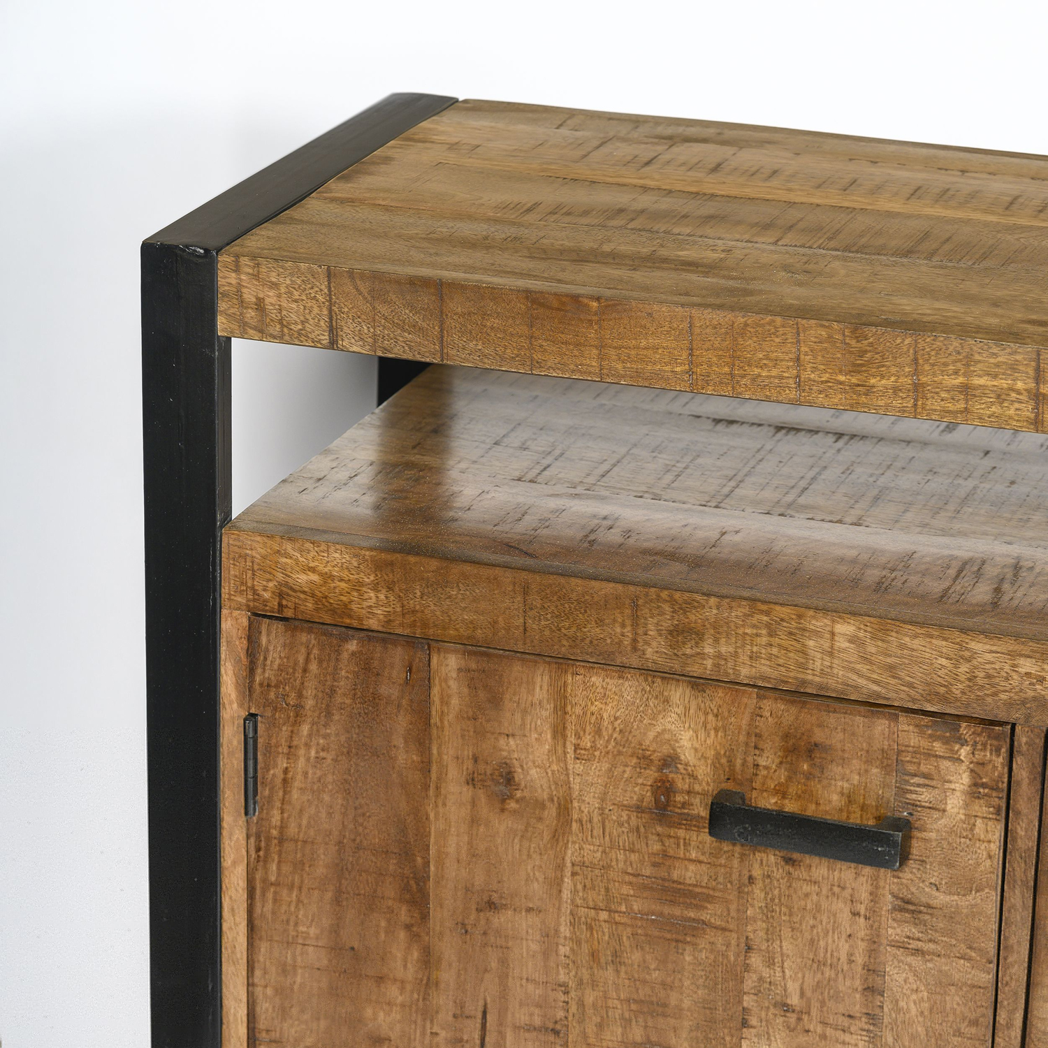 Kommode Sideboard Nairobi 210 cm Mango Holz Metall schwarz