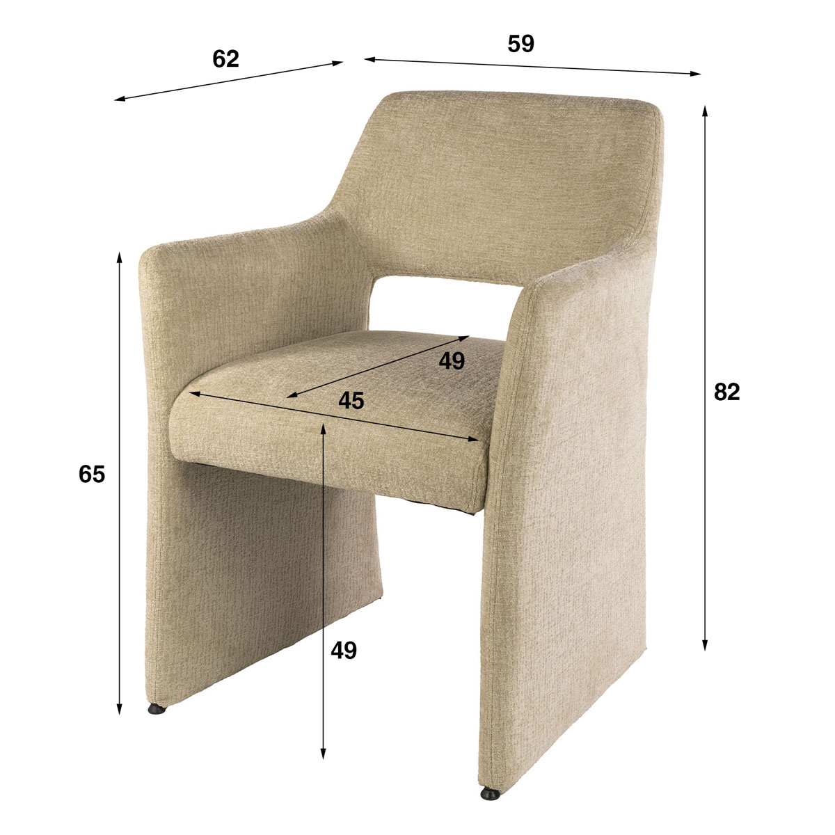 2er Set Armlehnstuhl LUNA Jaroq Stoff sandfarben