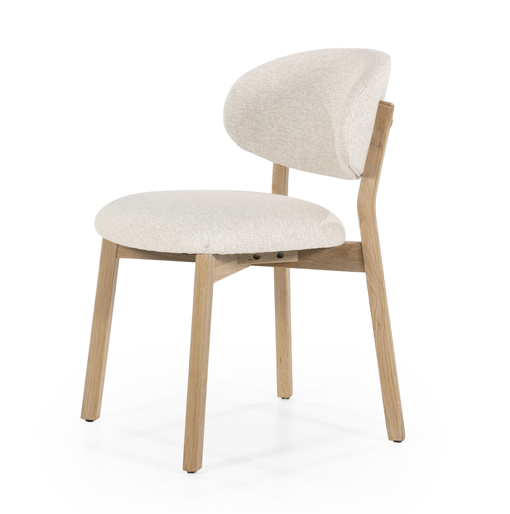 Esszimmerstuhl Stuhl MICKY Stoffbezug beige Beine Eiche