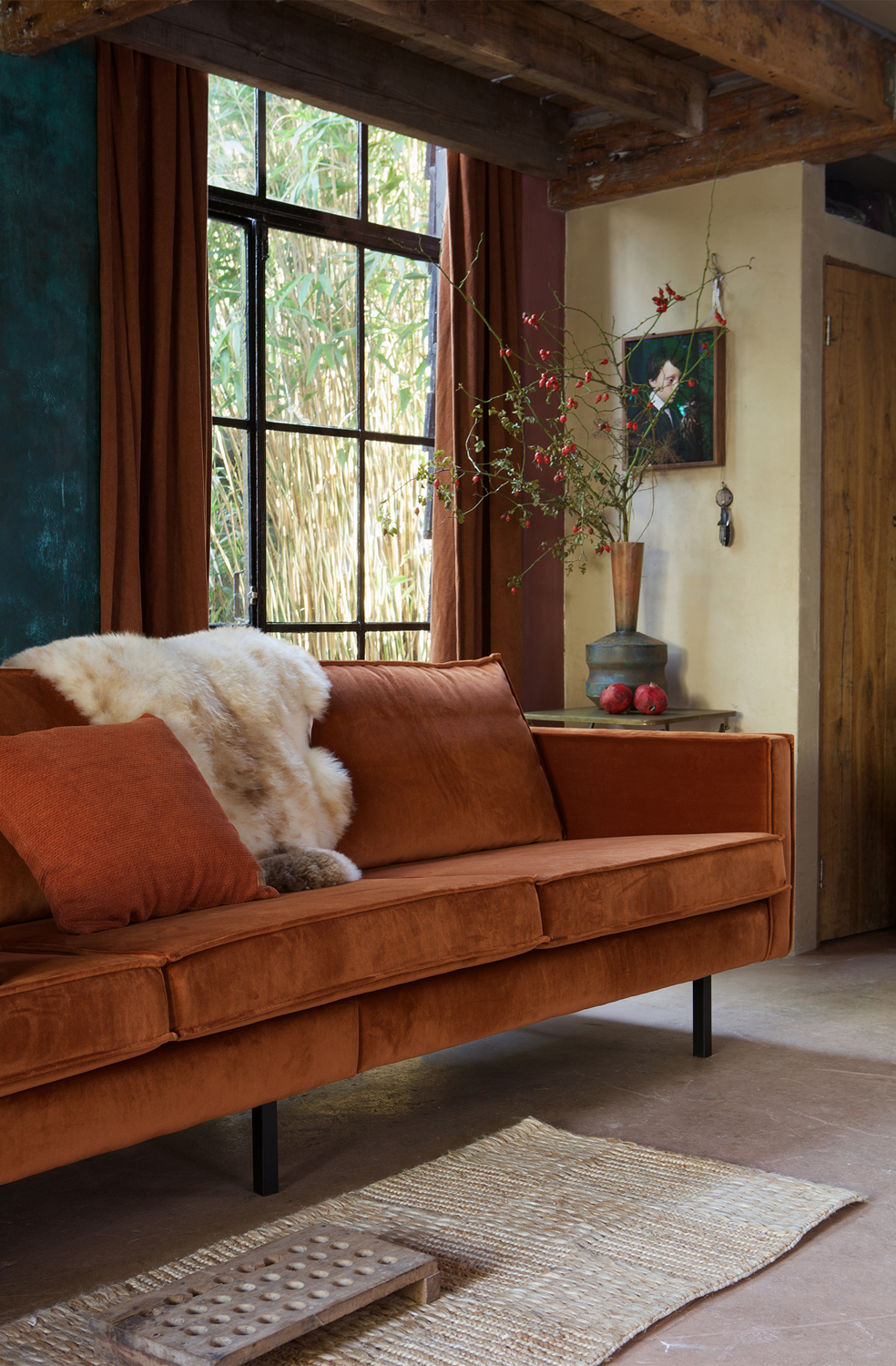 3 Sitzer Sofa RODEO Samt rost Samtsofa