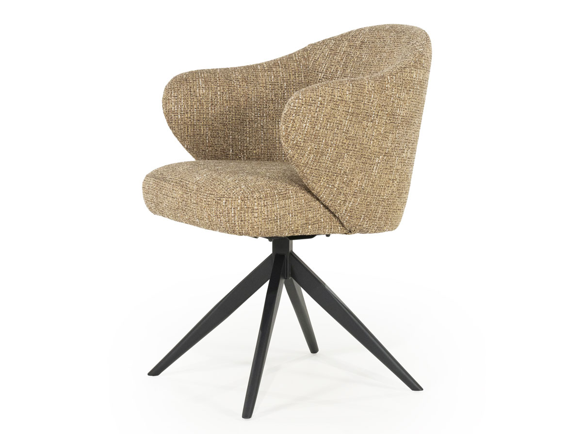 Esszimmer Stuhl Connor drehbar Metall Stoff senffarben