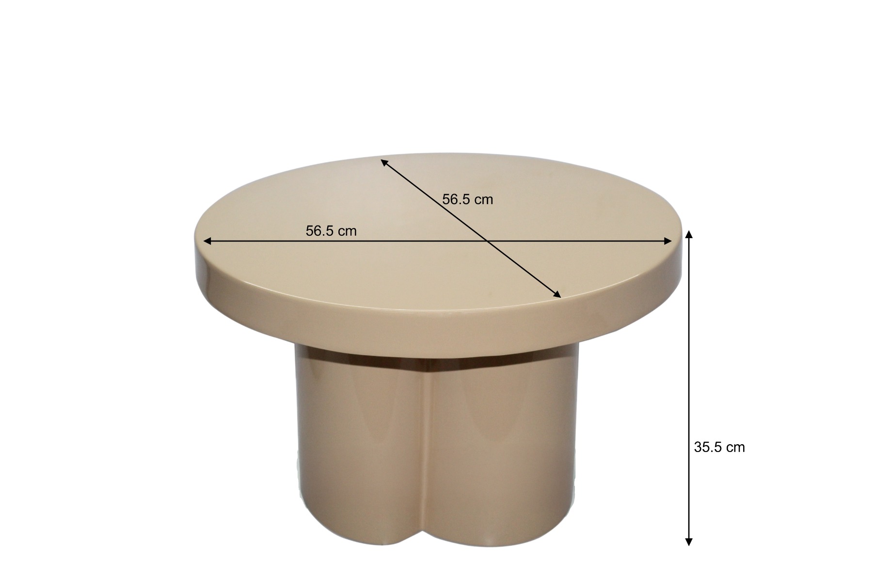 Couchtisch Noa rund Ø 56 cm Metall beige Anstelltisch Sofatisch Beistelltisch 