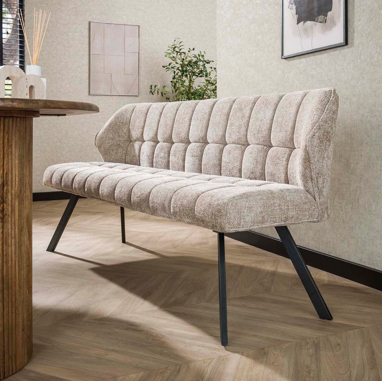 Essgruppe Esstischgruppe gepolstert Esstischbank + 3 Armlehnstühle sand