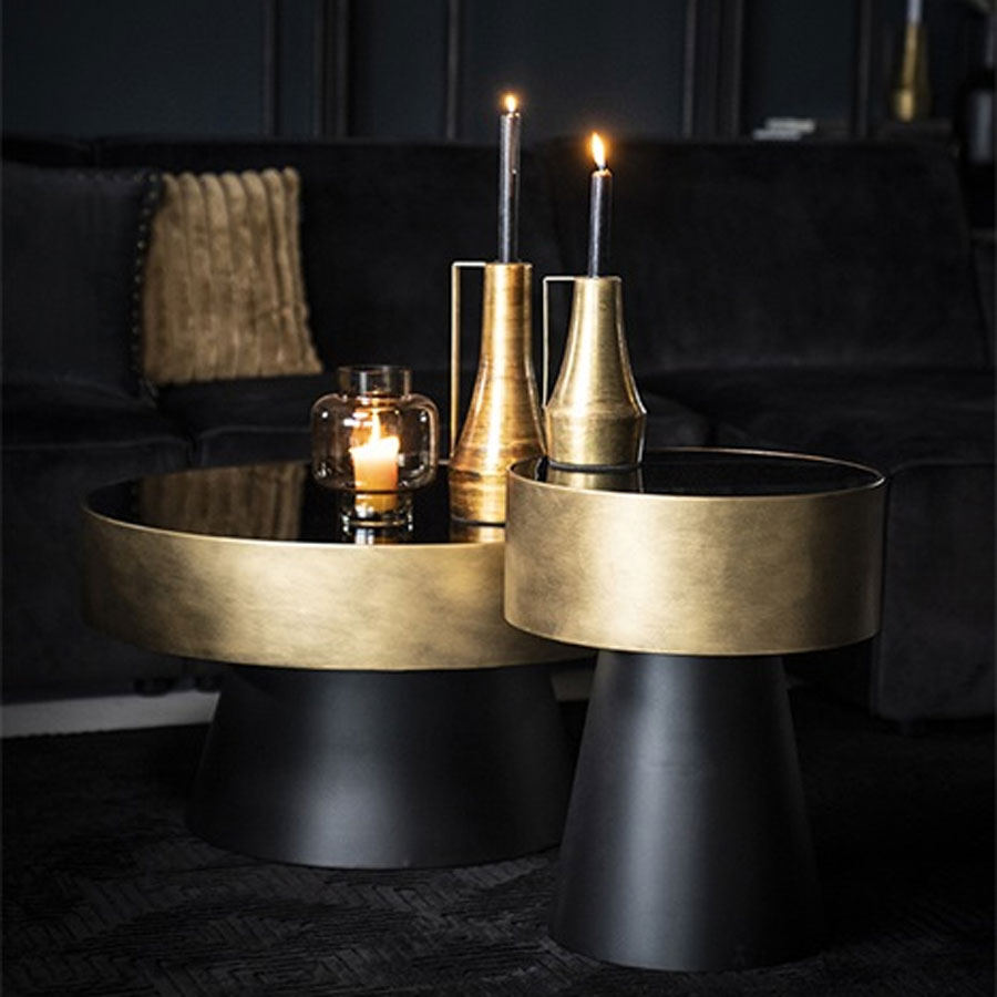 Couchtisch Bunga Ø 40 cm Metall bronze schwarz rund