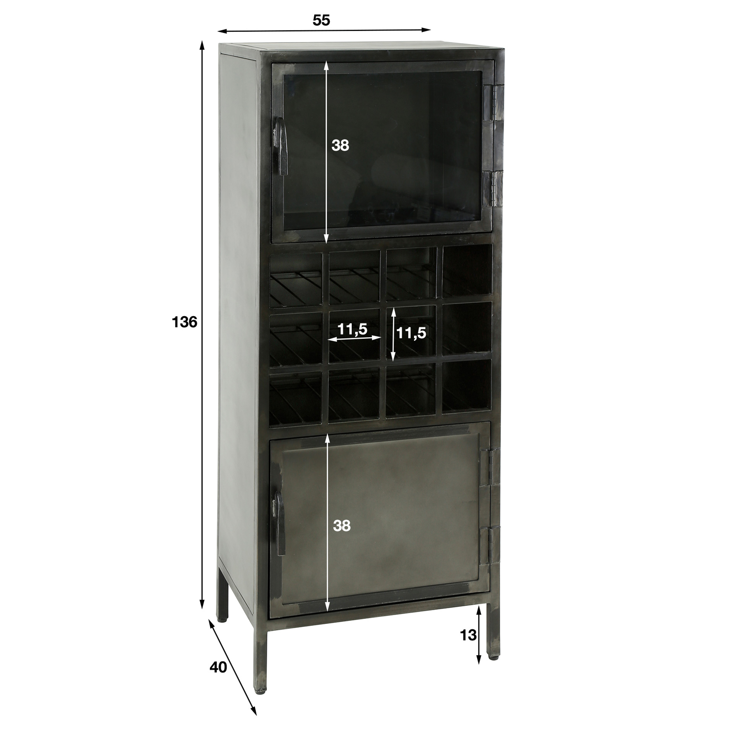 Industrie Weinschrank GUNS H 135 cm Metall Schrank