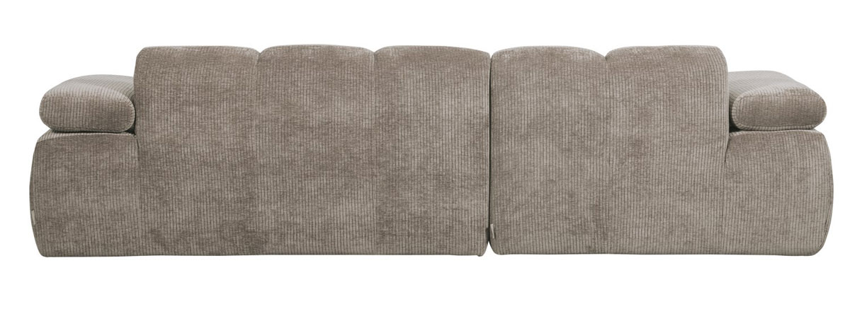 woood Chaiselongue Sofa MOJO links gerippter Stoff dunkelsand