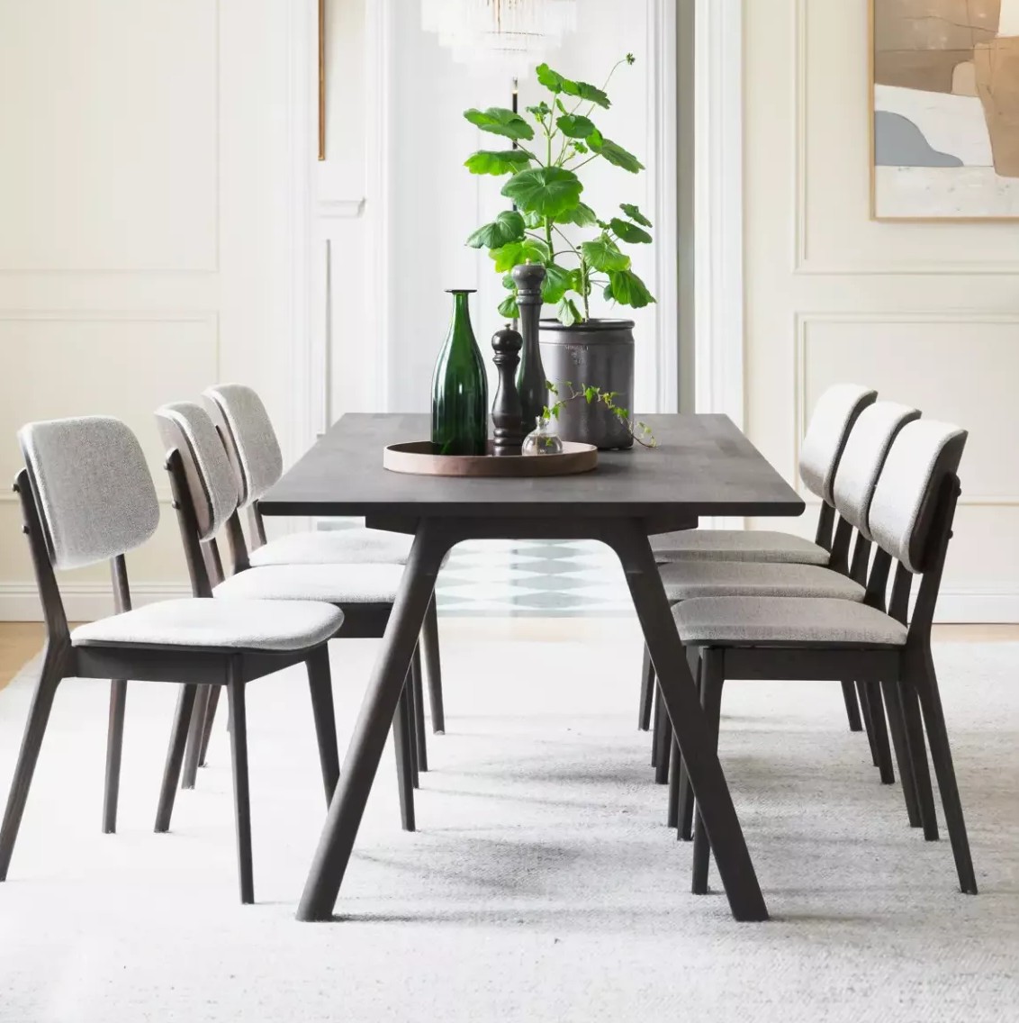 Esstisch LAPPERON 220 x 95 cm Eiche dunkelbraun verlängerbar 310 cm Esstzimmertisch Küchentisch Holztisch Scandinavisches Design
