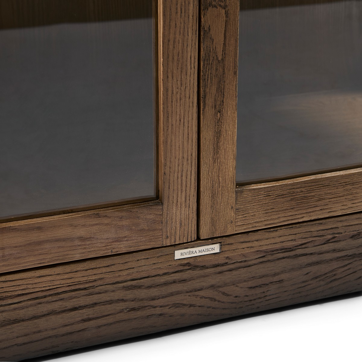 Vitrinenschrank Waldorf 110 cm aus recyceltem Eichenholz Braun