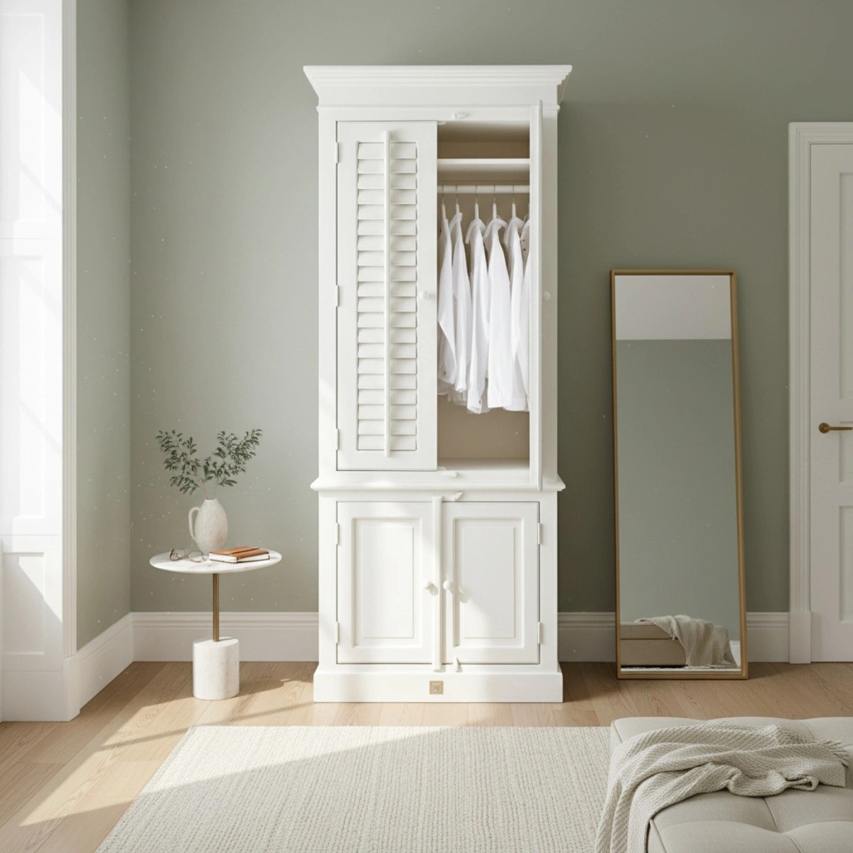Rivièra Maison Kleiderschrank New Orleans Weiß aus massivem Akazienholz im Landhausstil