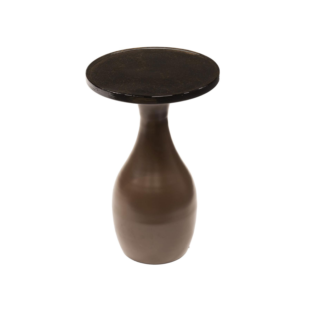 Beistelltisch Drop Ellipse S Metall Glas Kupfer antik Finish