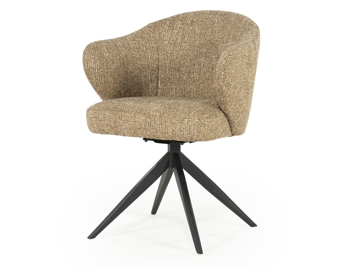 Esszimmer Stuhl Connor drehbar Metall Stoff senffarben