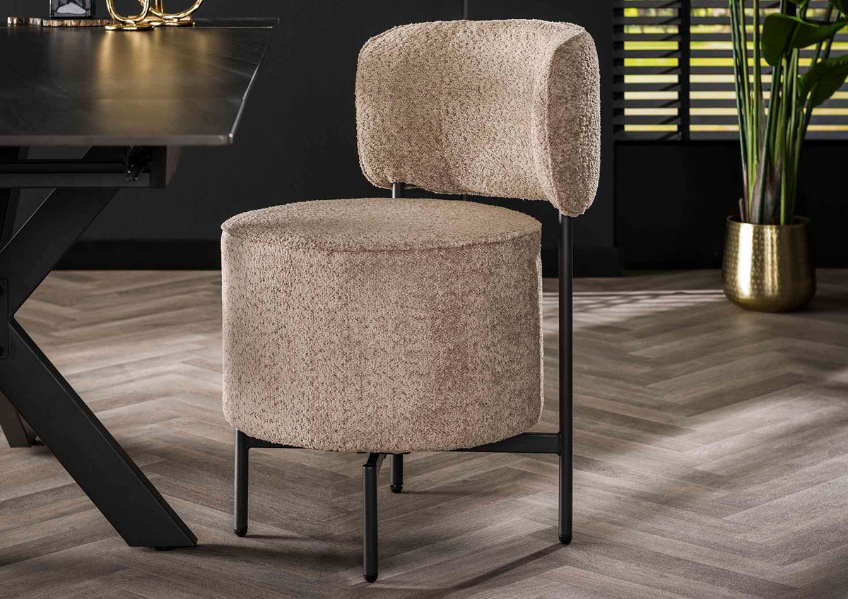2er Set Esszimmerstuhl GIN drehbarer Sitz Boucle sandfarben
