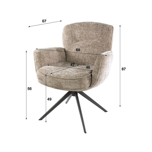 Armlehnstuhl LORENZO drehbar Chenille Stoff sandfarben