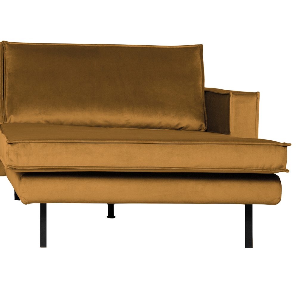 Eckgarnitur Rodeo Samt ocker Couch Sofa Ecksofa Longchair rechts