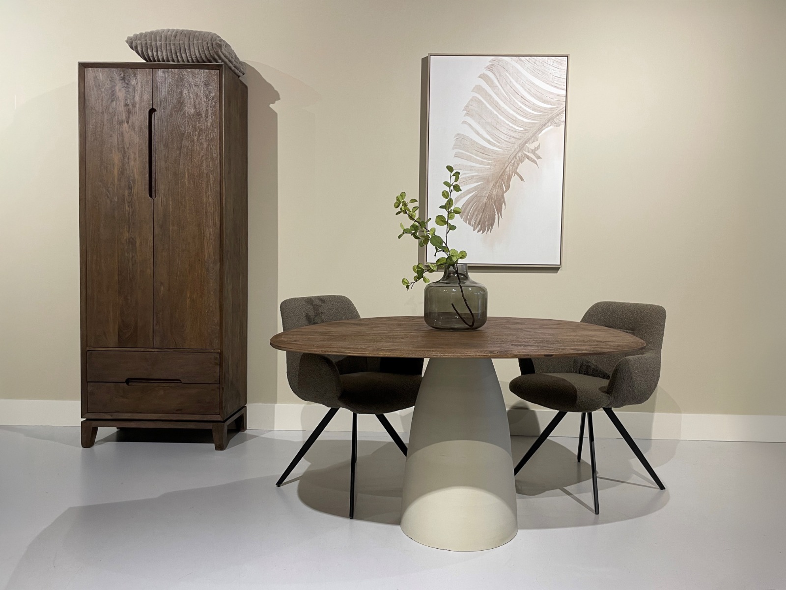 Esstisch Marron 140 x 120 cm Metall cremeweiß Mangoholz Esszimmertisch
