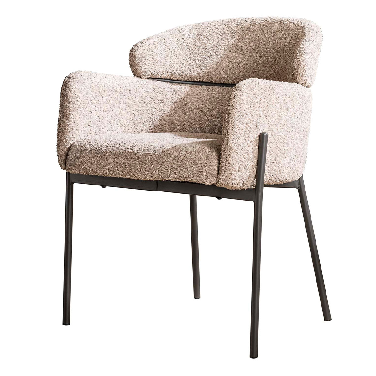 2er Set Armlehnstuhl Boston Bouclé Stoff sandfarben