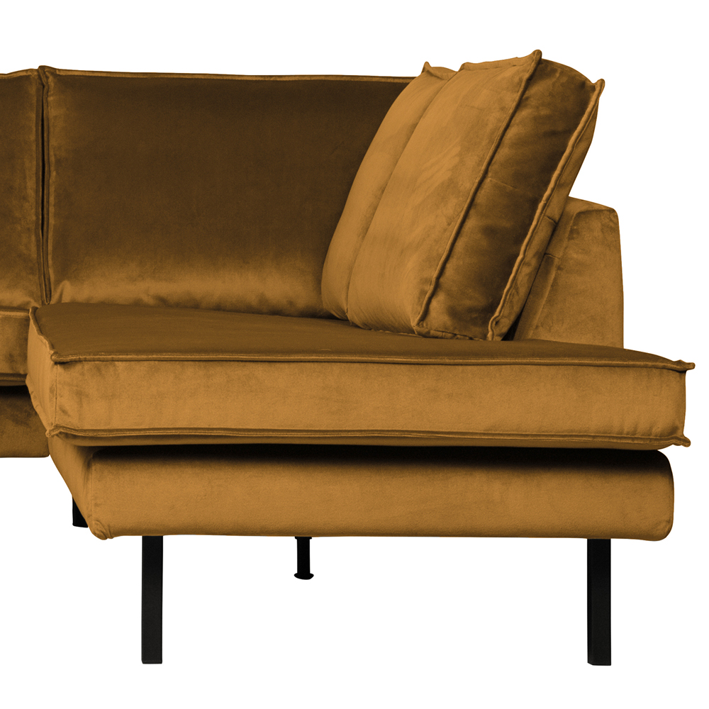 Eckgarnitur Rodeo Samt ocker Couch Sofa Ecksofa Longchair rechts