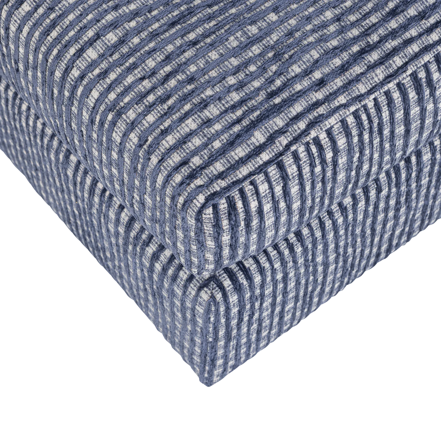 Hocker LOU 60 x 50 cm Musterstoff grau blau Fußhocker