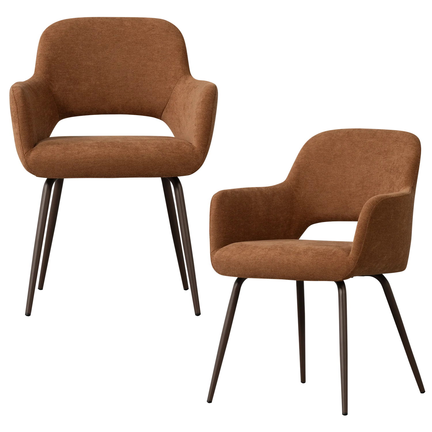 2er Set Esszimmerstuhl mit Armlehnen JENNY Webstoff braun