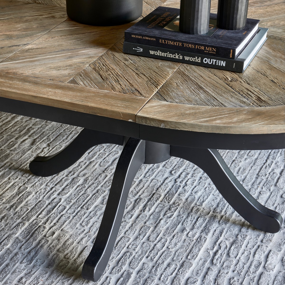 Rivièra Maison Esstisch Le Marais Braun/Schwarz rund ausziehbar 140/190 cm 