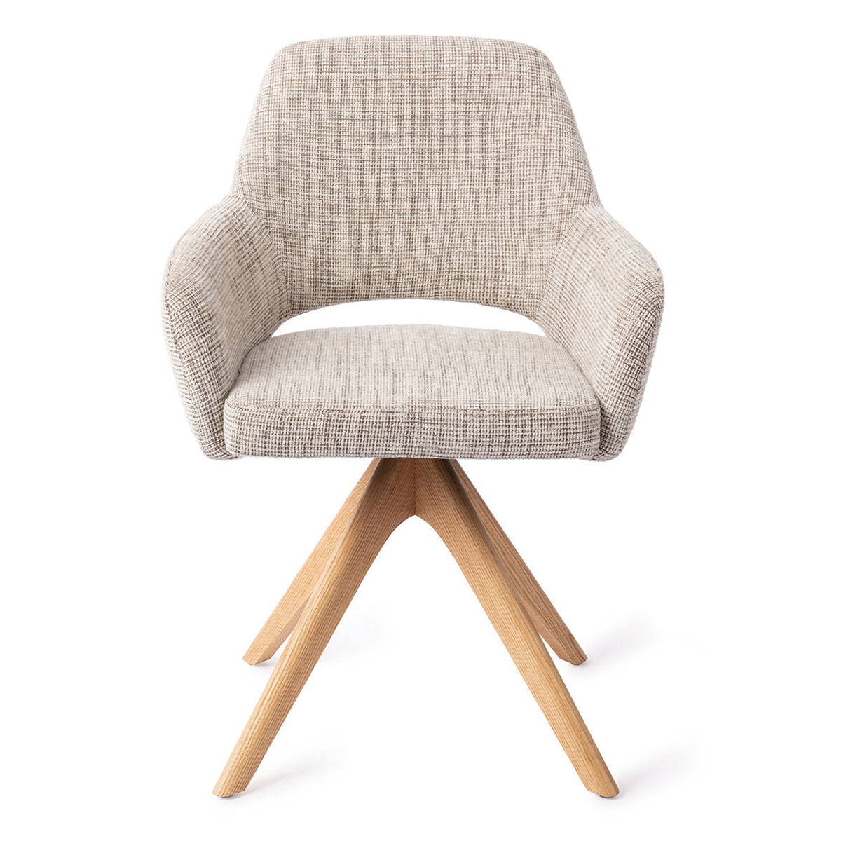 Esszimmerstuhl YANAI drehbar – Caramel mit Gestell in Eiche hell