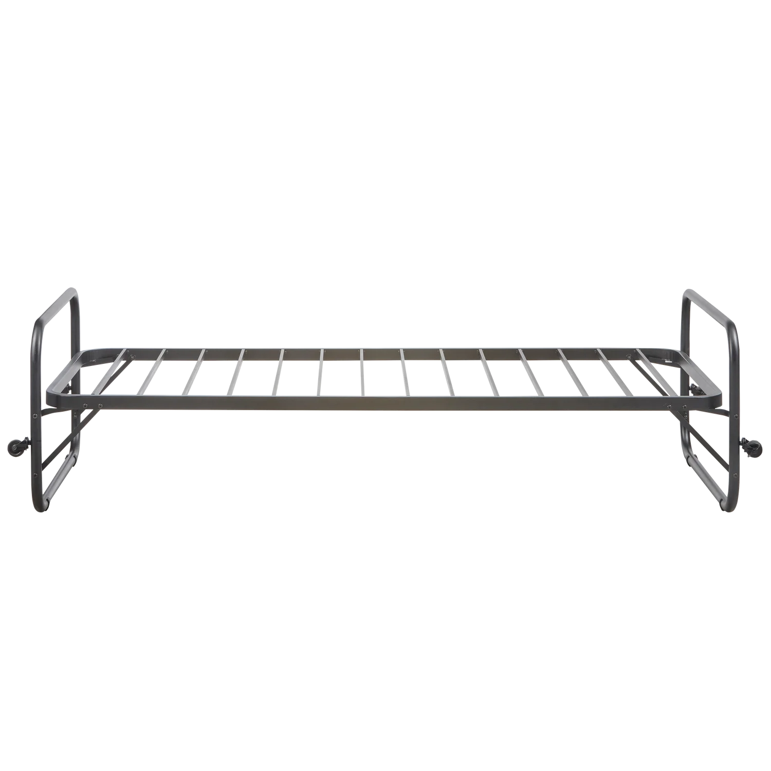 Einzelbett LUCY 200 x 90 cm zusammenklappbar Metallbett schwarz 