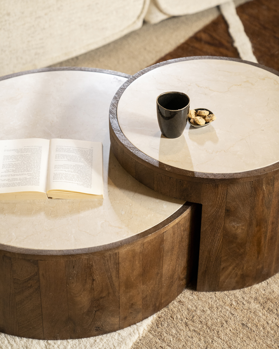 Couchtisch Mailand 2´er Set rund Marmor