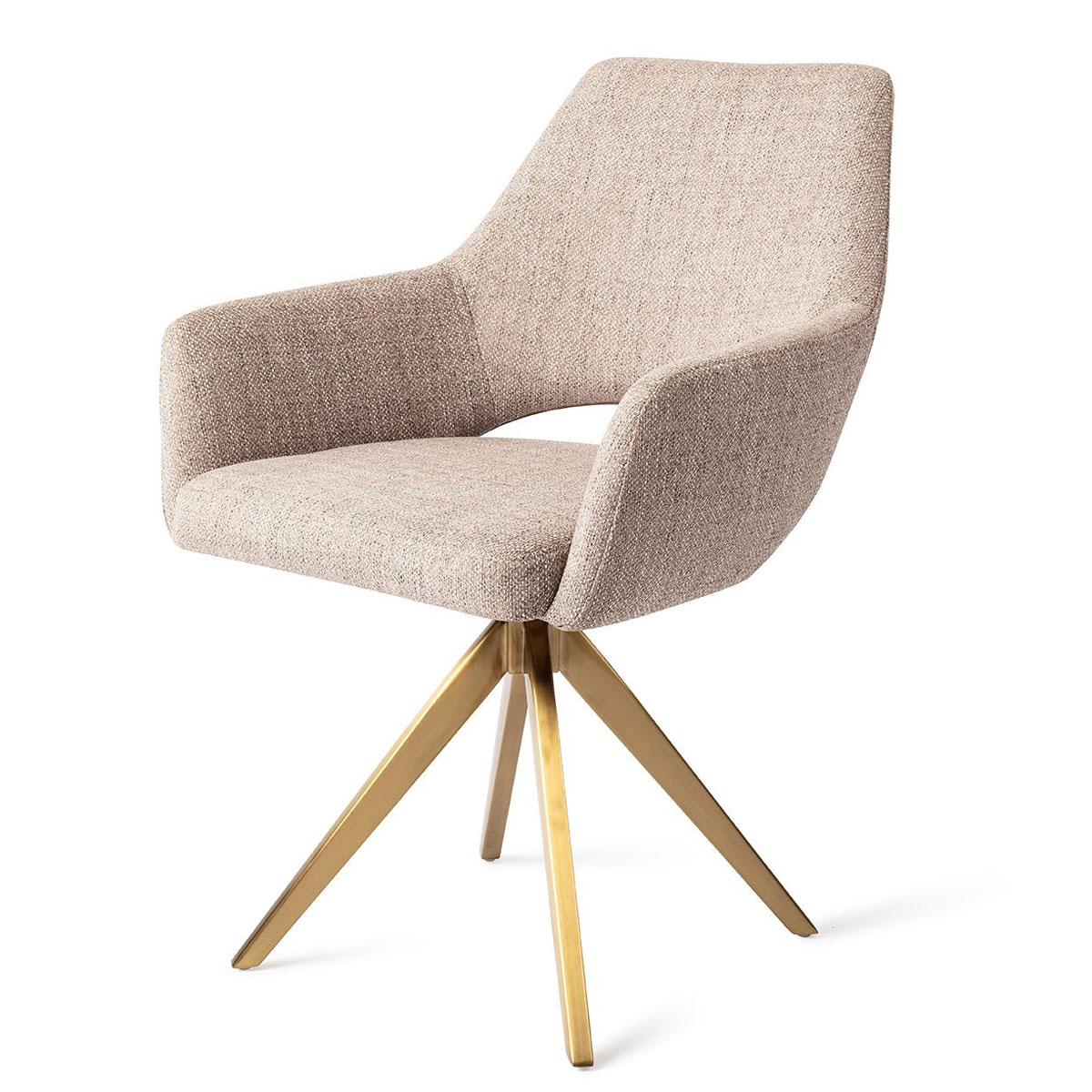 Esszimmerstuhl YANAI drehbar – Beige mit goldenem Gestell